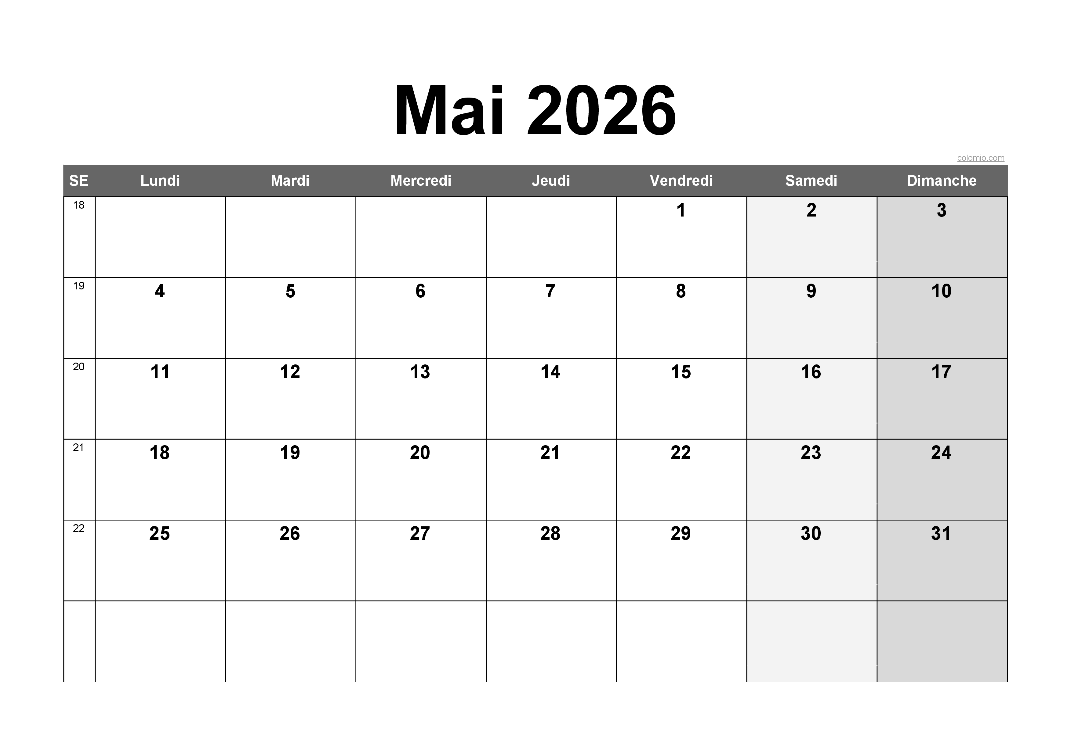 Calendrier Mural 2026 - 1 Mois Par Page De Janvier à Décembre - Spirale Double, Papier 120g/m² - Jours Fériés FR, Phases Lune - Pour Maison Ou Bureau