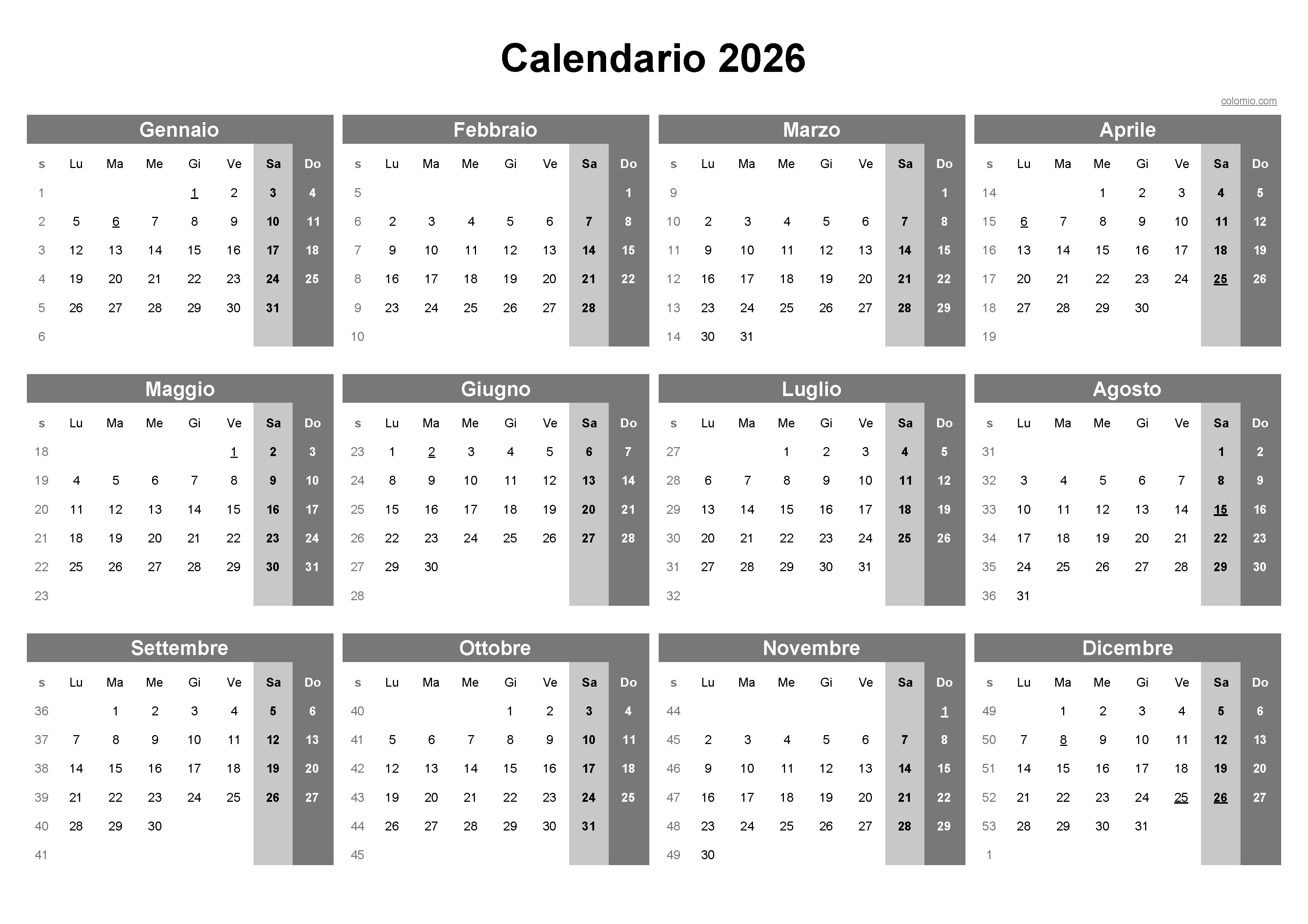 Calendario 2026 Italia Festivit PDF Excel Gratis Calendario 2026 Italia Festivit PDF Excel Gratis