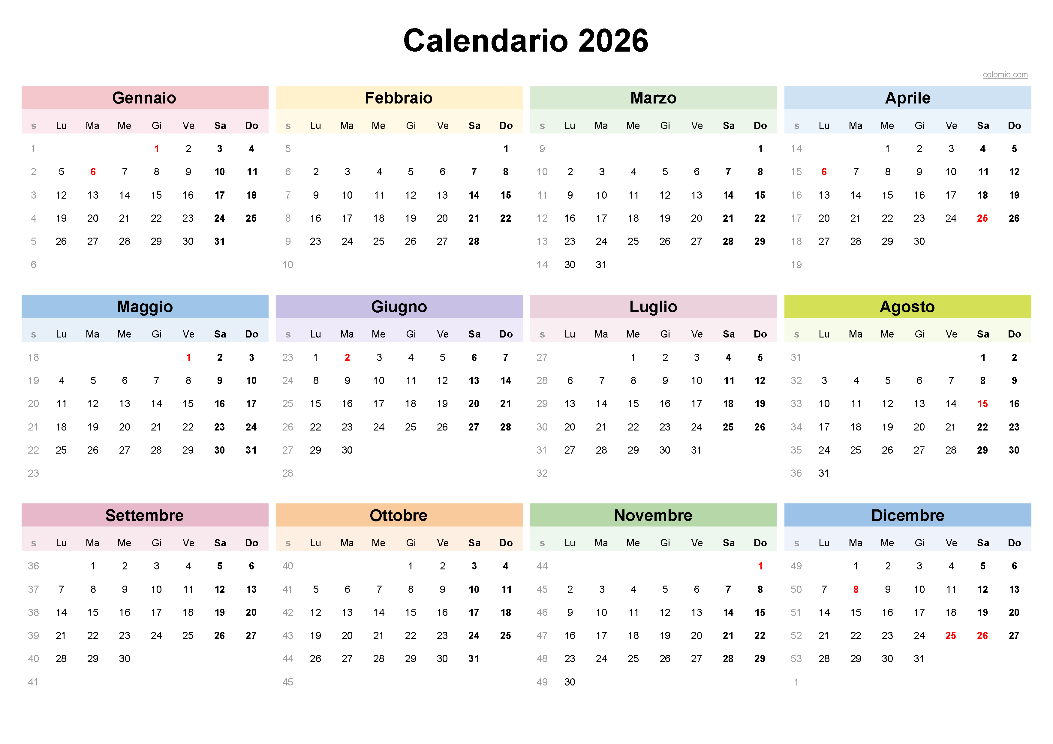Calendario 2026 Italia Festivit PDF Excel Gratis Calendario 2026 Italia Festivit PDF Excel Gratis
