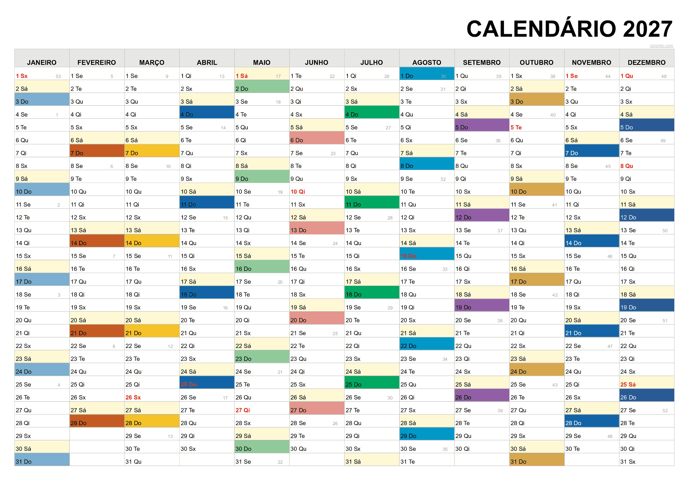 Calendário 2027 paisagem Calendário 2027 paisagem PDF