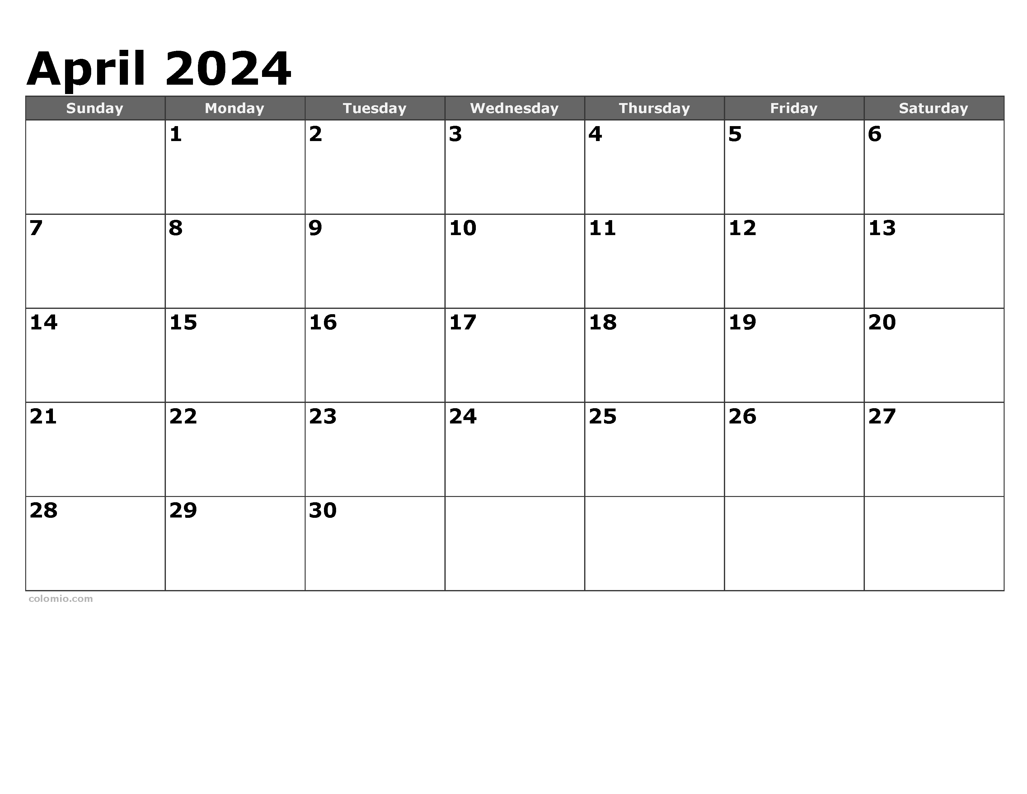 2024 April Calendar Printable Pdf Template Printable Nan Charity