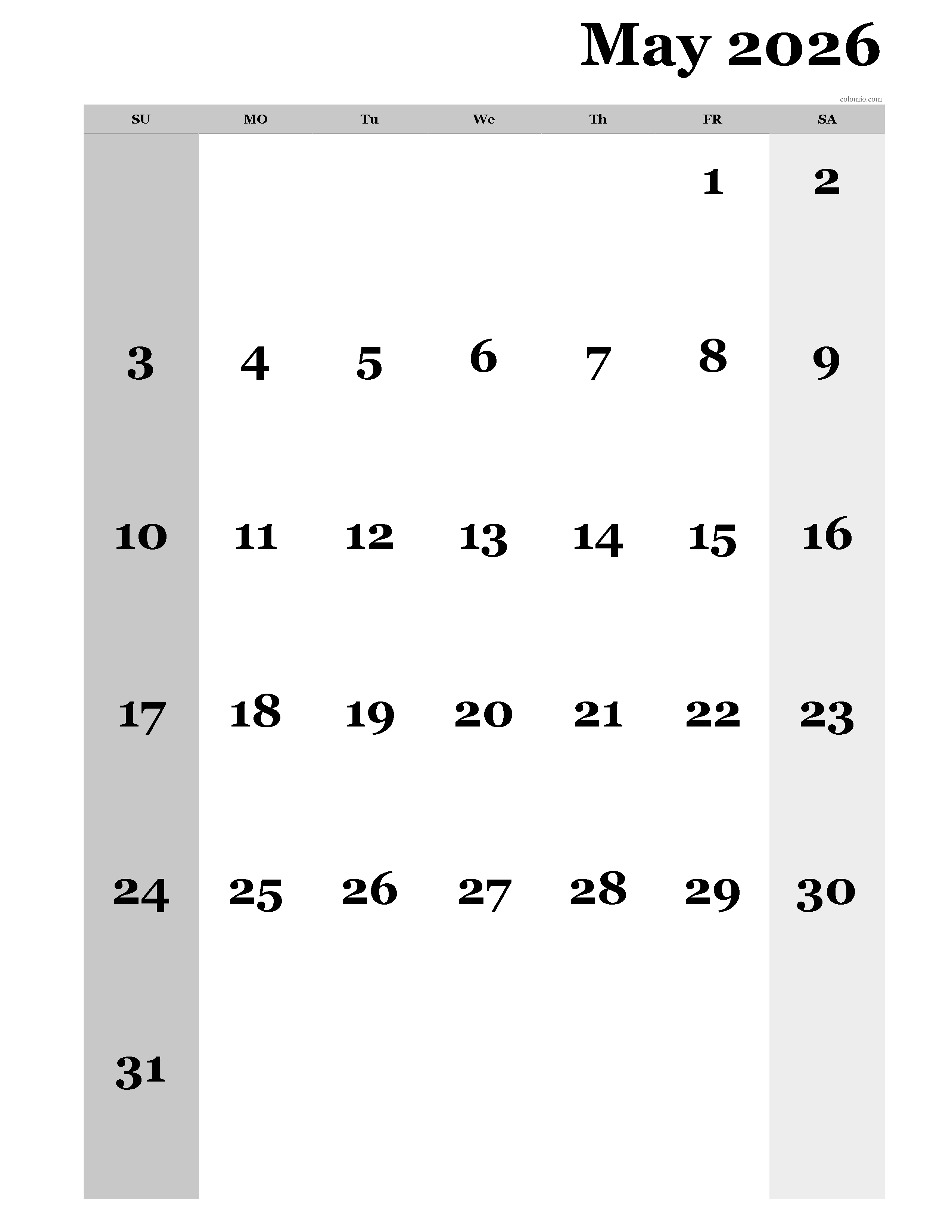 Large Printable May 2026 Calendar Free Printable Templates Free Large Printable May 2026 Calendar Free Printable Templates Free