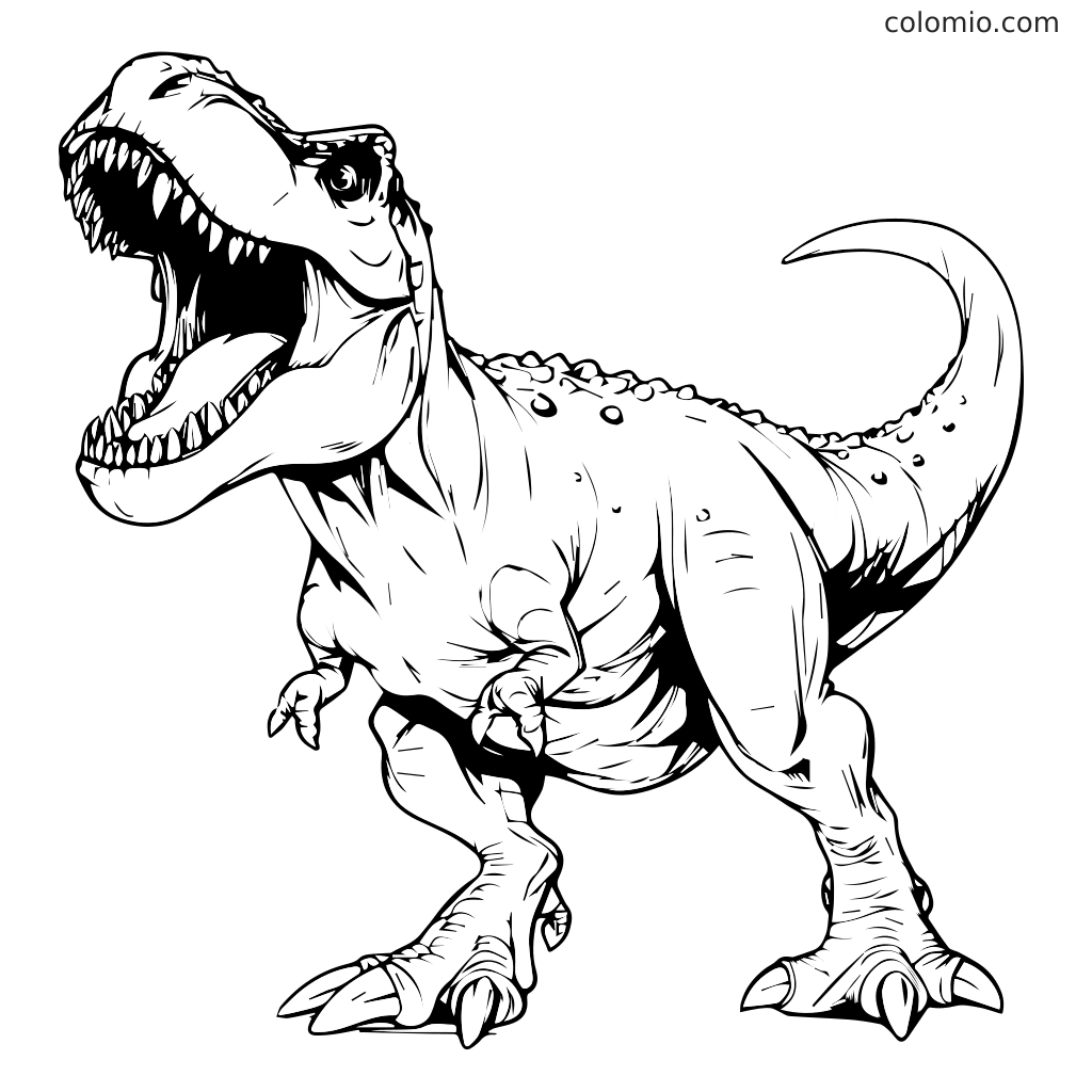 Un contorno dettagliato di un Baby Tyrannosaurus Rex pronto per essere colorato.