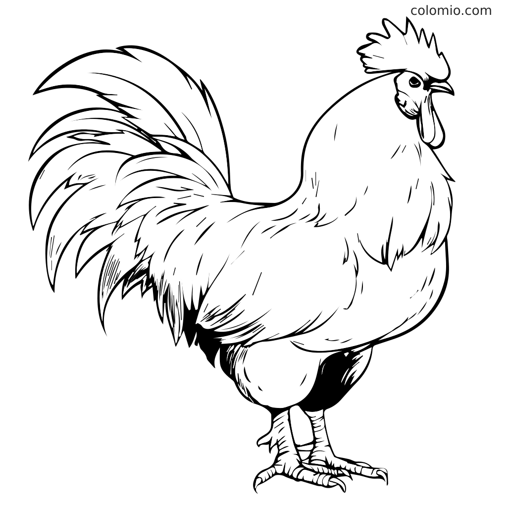 Un contour noir et blanc d'un coq, idéal pour les activités de coloriage.