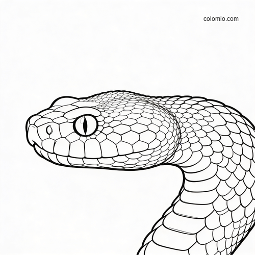 A realistic rattlesnake shown in side profile with detailed scales and a close-up view of its head and curved neck.