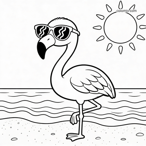 En kul sommerflamingo har på seg store solbriller. En kul sommerflamingo har på seg store solbriller.