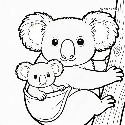 En bitteliten koalababy titter frem fra morens pung. En bitteliten koalababy titter frem fra morens pung.