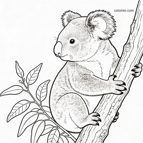 En realistisk detaljert koala i et eukalyptustre. En realistisk detaljert koala i et eukalyptustre.