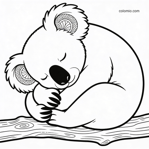 En søvnig koala blunder sammenrullet i en greinkløft. En søvnig koala blunder sammenrullet i en greinkløft.