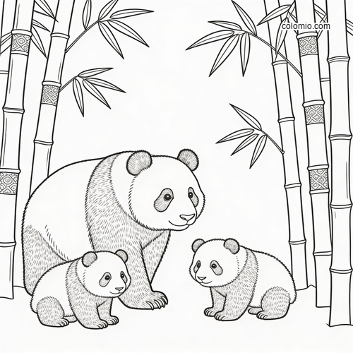 En bred bambuskog med en hel pandafamilie å utforske.