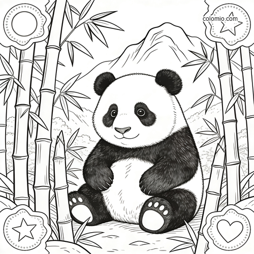 En postkortscene fra bambusparken med en panda på oppdagelsesferd.