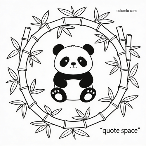 En søt panda i midten av en dekorativ krans med plass til egne ord.