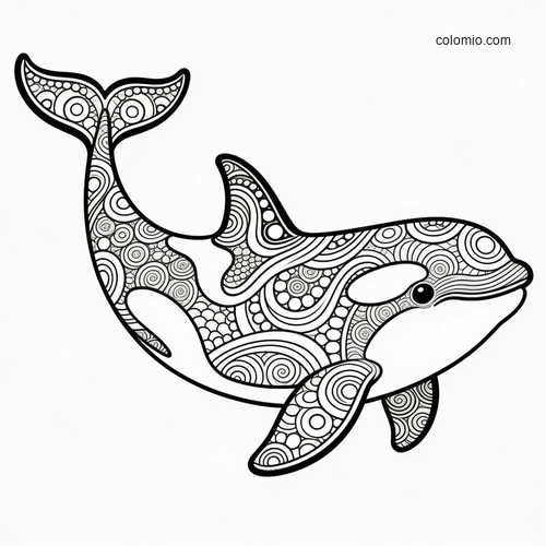 En spekkhogger i zentangle-stil fylt med flytende vannmønstre. En spekkhogger i zentangle-stil fylt med flytende vannmønstre.