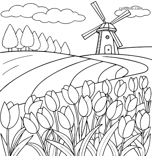 Free printable tulip coloring pages