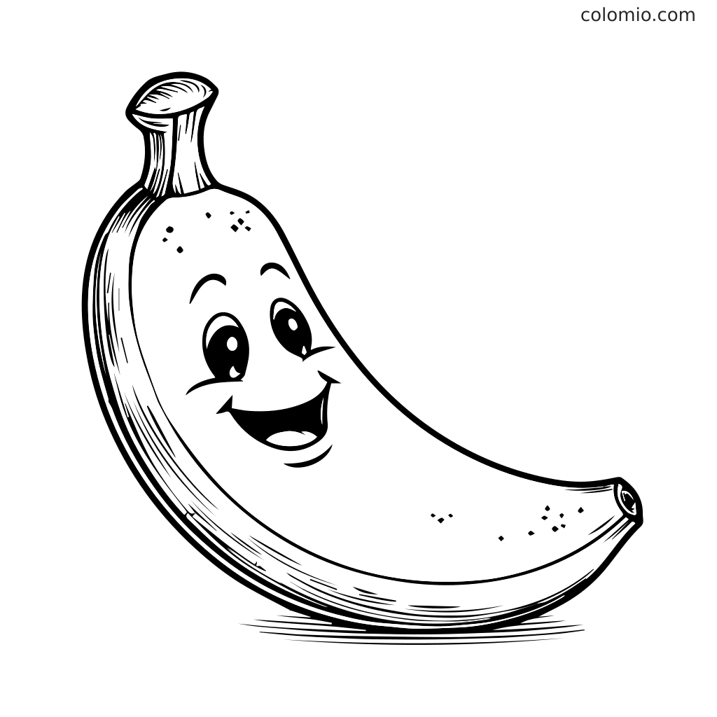 Une banane joyeuse avec un visage souriant, parfaite pour les activités de coloriage.