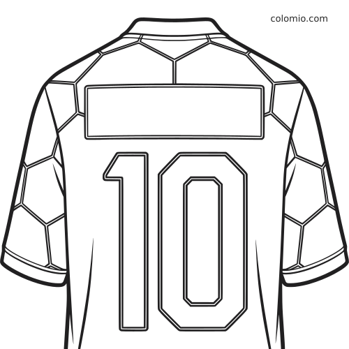 Vue de dos d’un maillot de football à manches longues avec le numéro 10 et des empiècements géométriques en contour net.